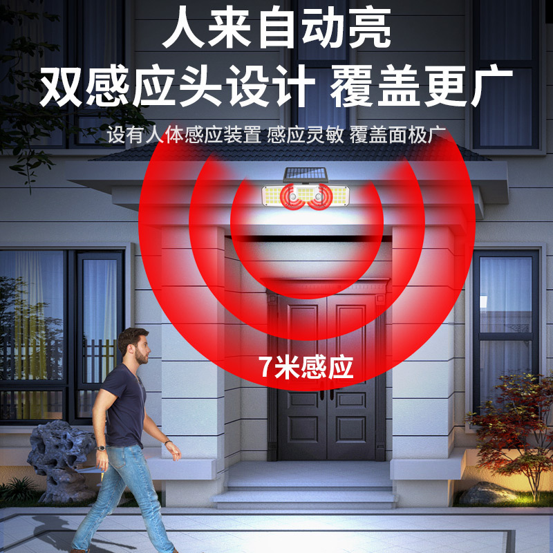 新太阳能壁灯太阳能路灯旋转分体防水路灯人体感应道路照明庭院灯|undefined
