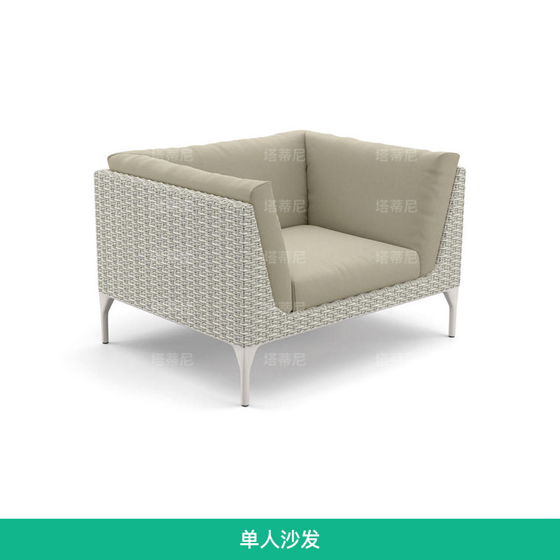 Conjunto de sofás para exteriores, muebles de esquina para patio o balcón, sofá de ratán para terraza de villa o solárium.