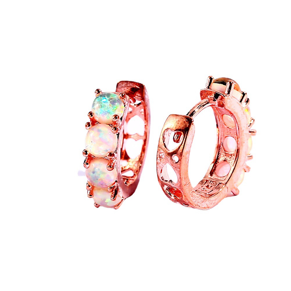 Platinum Blue Opal Clip Earrings With Four Round Stones_voghion.com