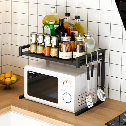 Countertop household kitchen microwave oven storage rack retractable kitchen rice cooker induction cooker seasoning bottle storage rack