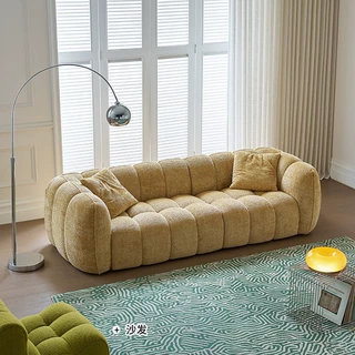 莫语MOYU/南瓜沙发法式复古布艺沙发现代简约奶油风客厅直排沙发