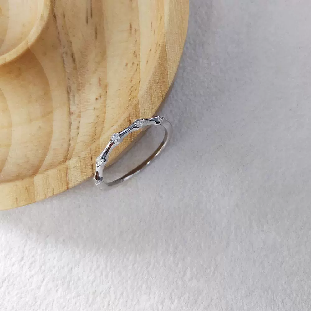 S925银戒指莫桑石竹节女士欧美时尚排戒戒子跨境手饰品厂家现货