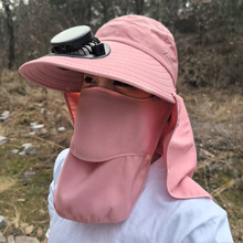 新款太阳能数显充电风扇帽男女成人户外防晒钓鱼干农活大檐遮阳帽