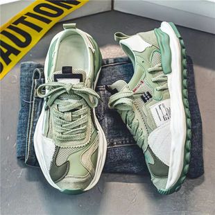 Men's shoes 2023 new breathable versatile retro dissolved sports canvas sneakers men's thick-soled round toe lightweight daddy shoes