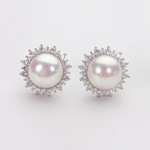 7-8-10mm Freshwater Pearl Earrings Full Body s925 Sterling Silver Sunflower Pearl Earrings Earrings Extremely Strong Light Tiannv