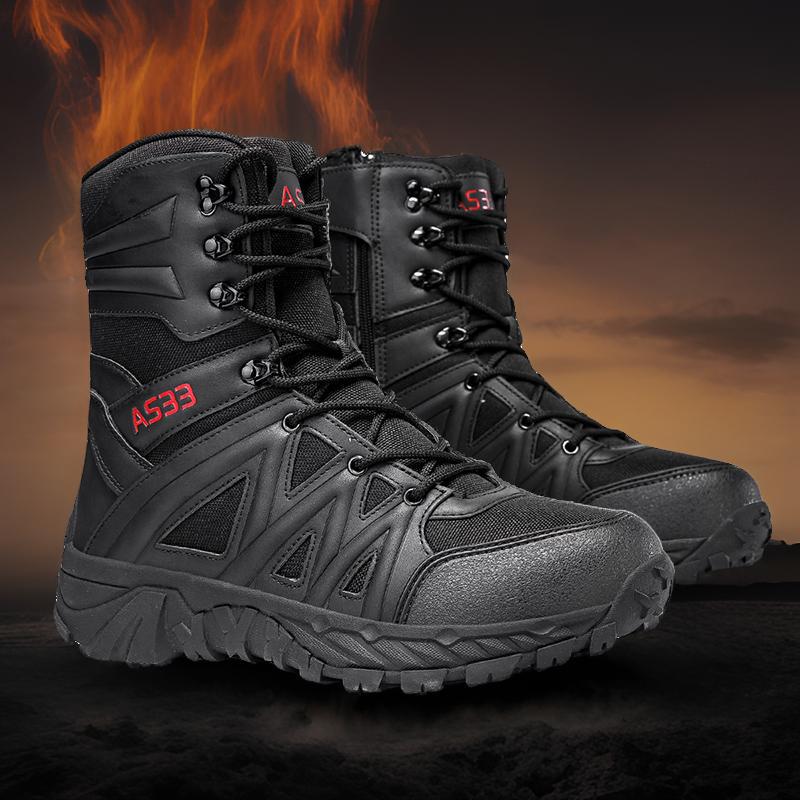 Botas militares de caña alta de gran tamaño transfronterizas al por mayor, botas tácticas transpirables, botas de combate resistentes al desgaste al aire libre, botas de entrenamiento de senderismo de fuerzas especiales