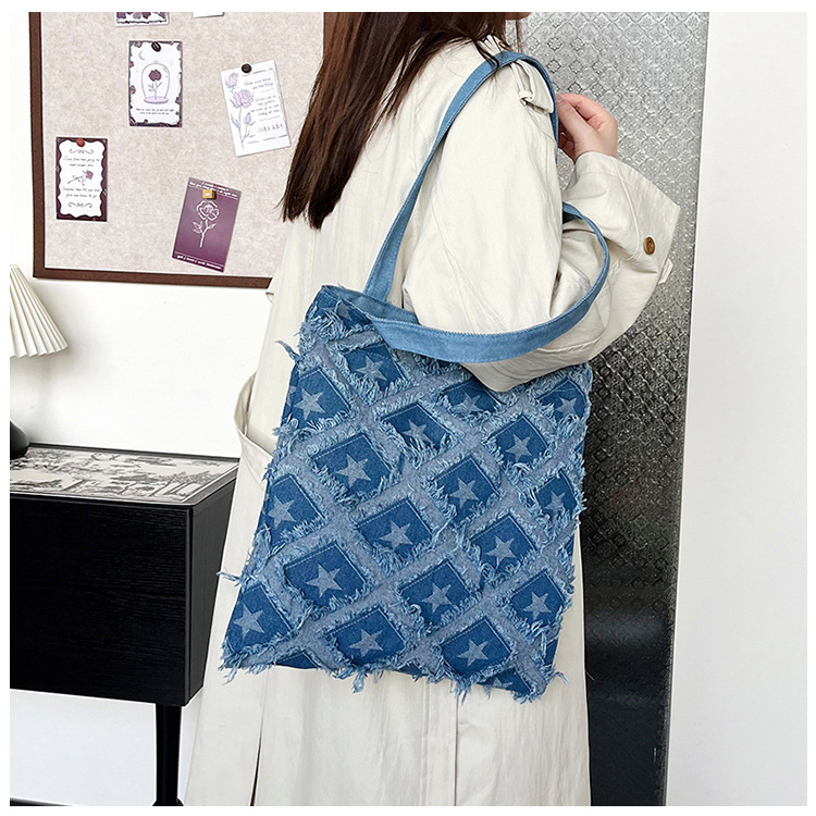 2024 New bucket bag, starry fringed fringe single-shoulder bag, autumn trendy and personalized design handbag, crossbody bag undefined