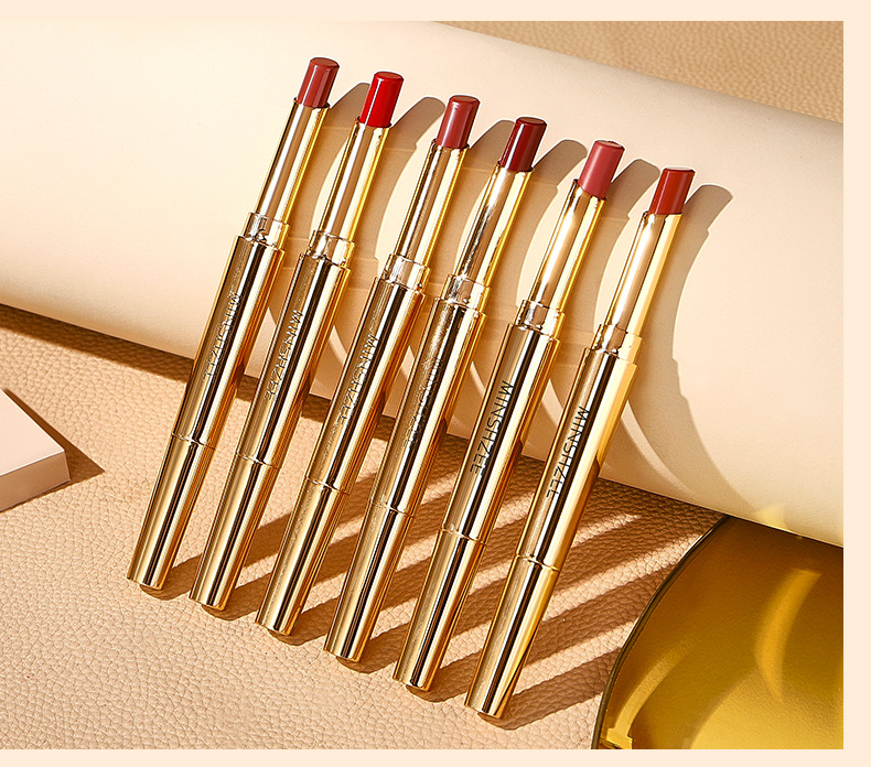 Mingxi Zhi Double-headed Red Lip Liner pen Matte matte lipstick long-lasting non-stick cup Outlining lip shape Lip liner pen Cross-border undefined