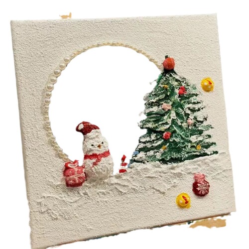 Handmade DIY quartz sand acrylic texture painting Christmas mirror texture painting non-digital oil painting Christmas decoration painting