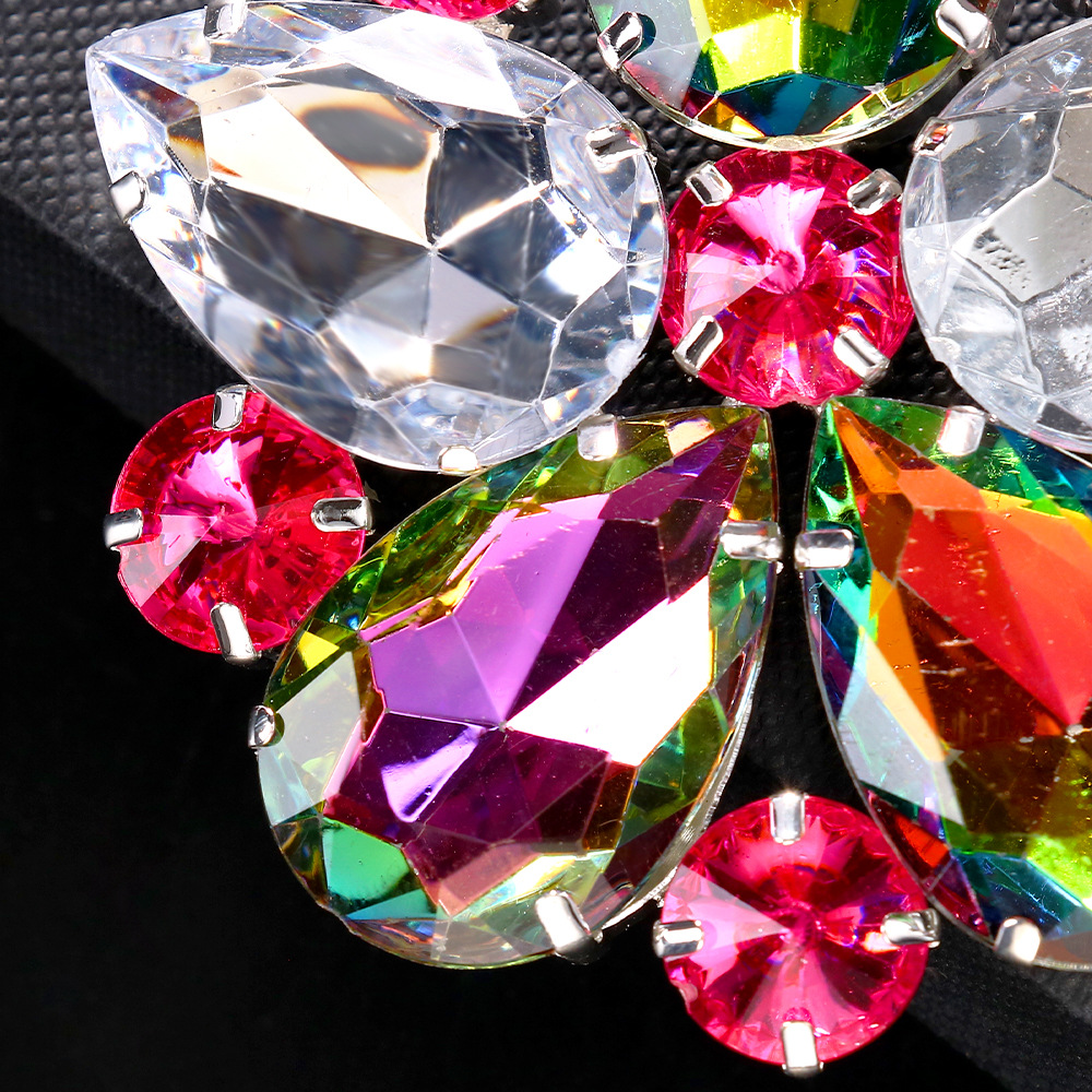 Moda flor personalizada clip de oreja sin perforado exagerado color diamante pendientes estilo europeo y americano ins accesorios pendientes