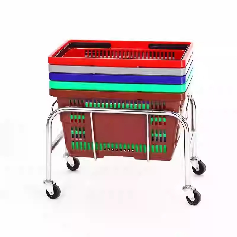 Cestas de compras de plástico supermercado tienda de bocadillos de mano gran grosor supermercado fruta tienda cesta de compras comercial image 25