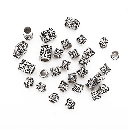 Hot Selling Wholesale Dreadlock Button Hair Extension Rings Norwegian Viking Character Beard Beads Beaded African Dreadlock Hair Accessories