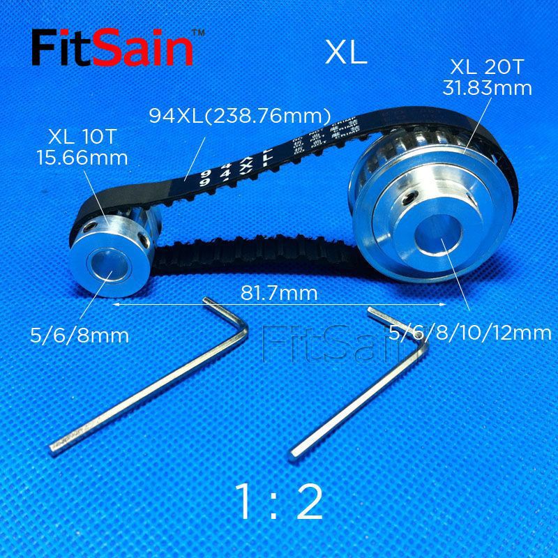 FitSain-XL带宽10同步轮皮带轮10齿20齿减速1:2中孔5/6/8/10/12mm