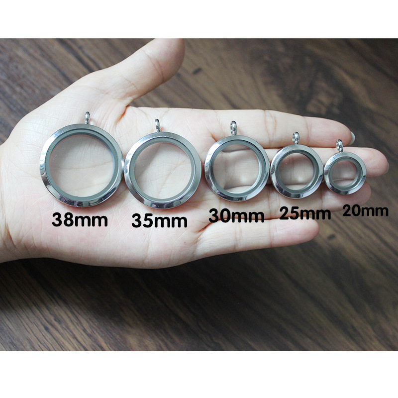 Gawu caja de acero inoxidable redonda de cristal caja de la foto cinabrio COLLAR COLGANTE hombres y mujeres Universal de múltiples tamaños disponibles