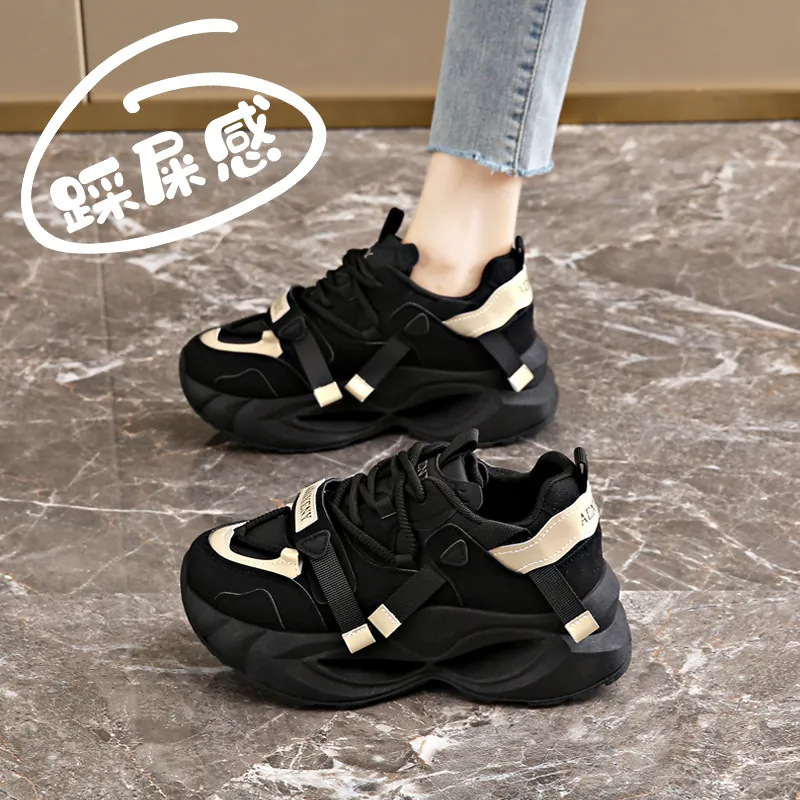 Yang Mi's Same Style Thick-Soled Dad Shoes for Women, Trendy Brand, 2026 Spring and Autumn New Model, Size 34, Black, Makes Feet Look Smaller, Soft-Soled Sneakers Yang Mi's Same Style Thick-Soled Dad Shoes for Women, Trendy Brand, 2026 Spring and Autumn New Model, Size 34, Black, Makes Feet Look Smaller, Soft-Soled Sneakers