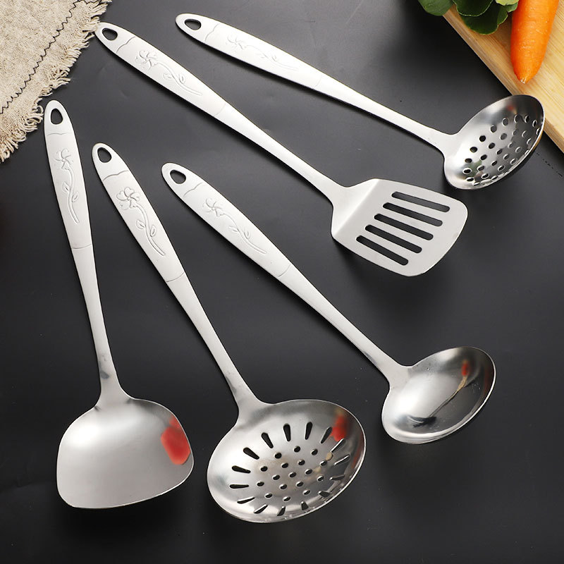 烹饪勺铲套装一枝花手柄厨具不锈钢锅铲炒菜铲子加厚汤勺家用厨具
