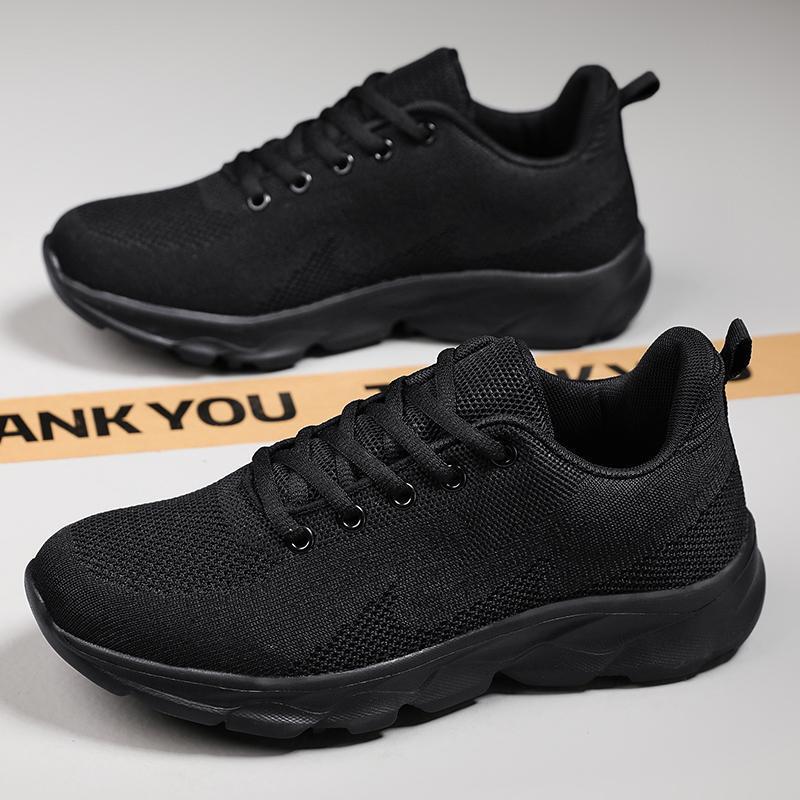 Black Non-Slip Women's Shoes, Non-Slip Lightweight Running Sneakers, Breathable Casual Travel Shoes, Comfortable Work Shoes for Work
