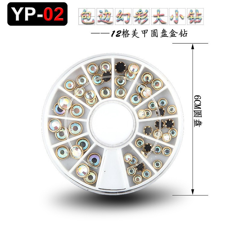 Accesorios para decoración de uñas con forma especial, diamantes de imitación de resina, tachuelas metálicas iridiscentes, caja de diamantes de imitación mixtos de 12 compartimentos, fabricante de materiales con forma especial, venta al por mayor