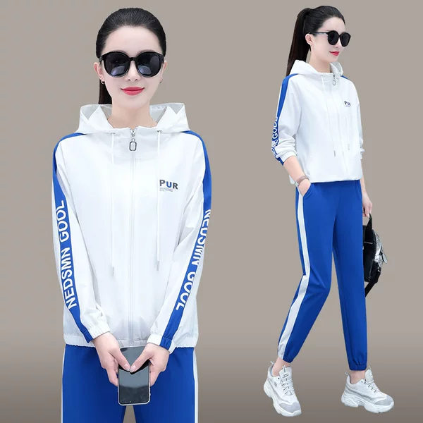 Hooded Sweatshirt Suit for Women Spring and Autumn 2026 New Style Petite Fashion Korean Style Running Casual Sportswear Two-Piece Set