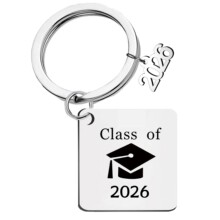 亚马逊新款不锈钢钥匙扣2026学典礼毕业季个性礼物方形钥匙扣挂件