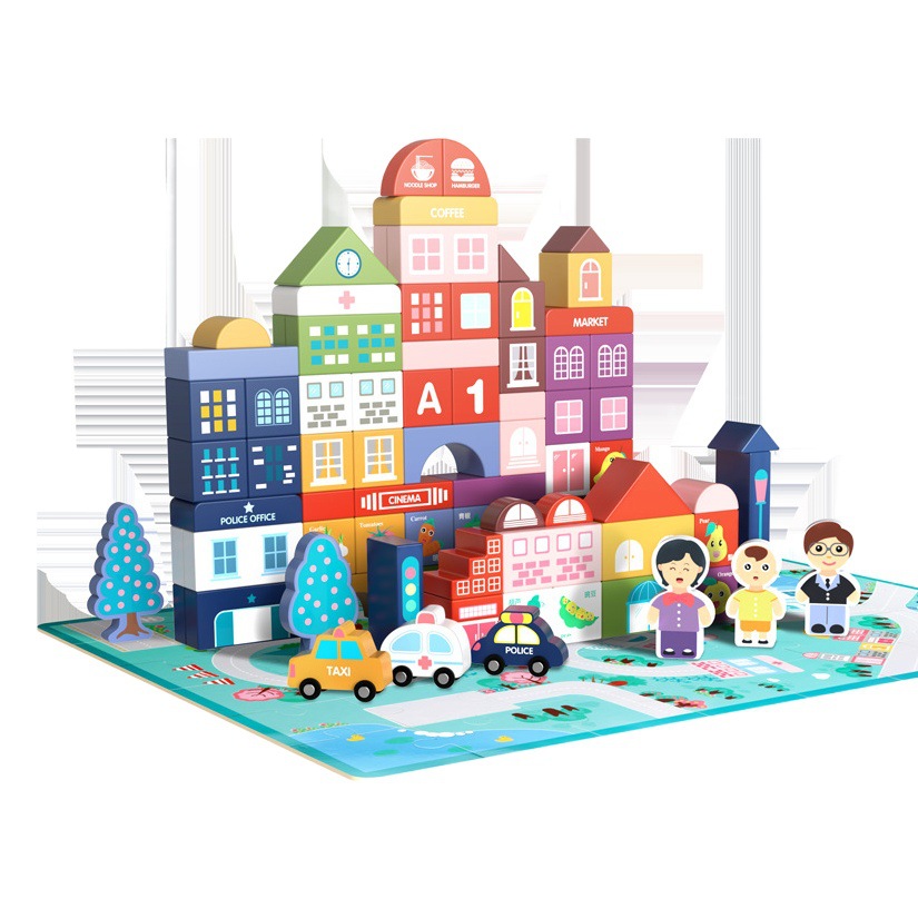 Bloques de construcción para niños de madera ensamblados juguetes para bebés 1 inteligencia-beneficiando a 2 años de edad 3 partículas grandes 6 niños y niñas movimiento cerebral educación temprana