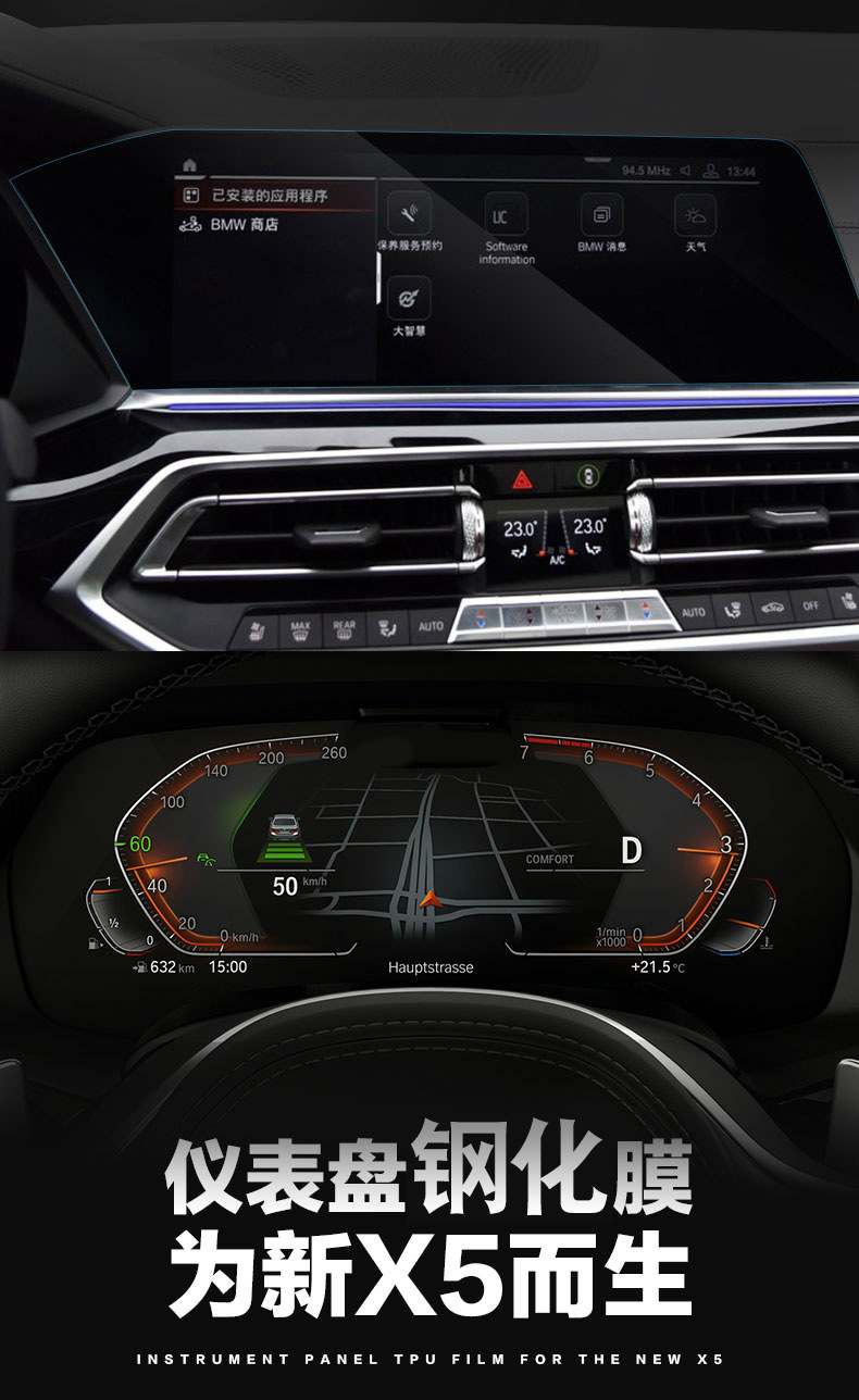 Suitable for 2022 New Bmw X5/X7 Lcd Dashboard Tempered Film, Central Control Navigation Interior Protective Film