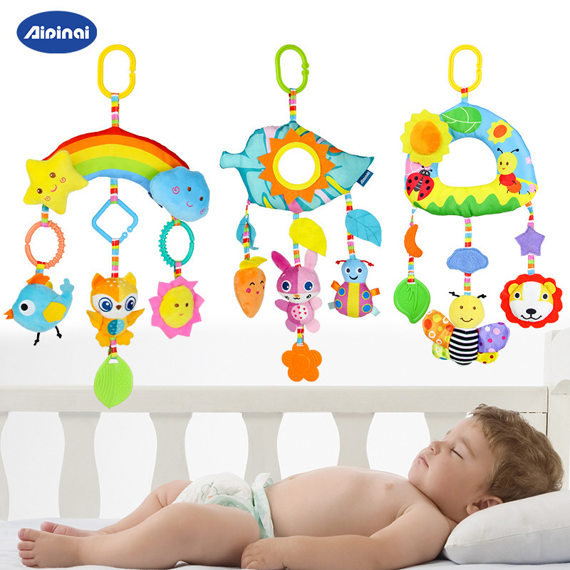 Aipinqi nuevo bebé Arco Iris sonajero colgante animal 0 años de edad bebé coche cama colgante calmante juguete de peluche