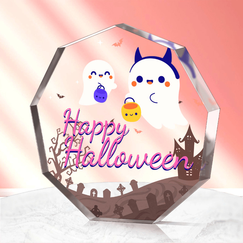Halloween Acrylic Plaque with Cute Ghost Designs, Perfect for Decorating Your Home or Office Halloween Acrylic Plaque with Cute Ghost Designs, Perfect for Decorating Your Home or Office