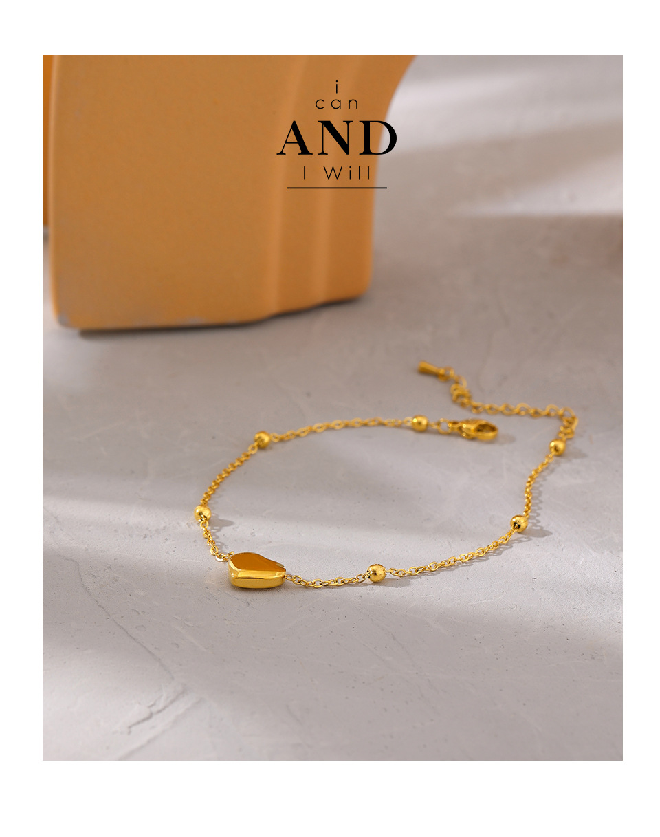 1 Piece Sweet Heart Shape Titanium Steel Womenu0027S Bracelets Anklet Necklace