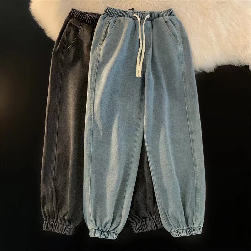 Casual Men's Jeans Elastomic Waist Denim Pants Men's Korean Style Loose Fashionable Brand Street-Fried Jeans Casual Men's Jeans Elastomic Waist Denim Pants Men's Korean Style Loose Fashionable Brand Street-Fried Jeans