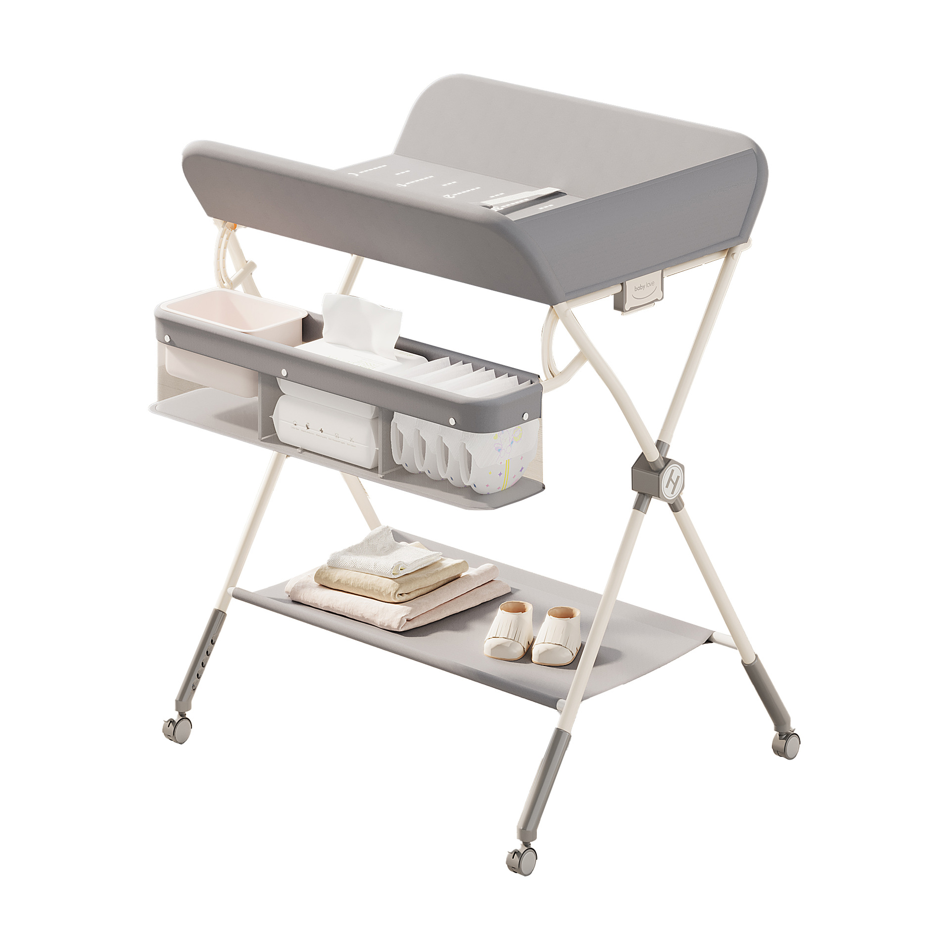 Mesa de pañales, mesa de cuidado de bebés, mesa de cambio de pañales para recién nacidos, mesa de masaje, mesa de toque plegable multifuncional para la cama del bebé