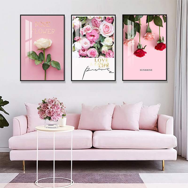 Nordic Living Room Decorative Painting, Modern Minimalist Fresh Style Wall Art, European-Style Triptych, Sofa Background Wall Hanging Painting, Ultra-Simple