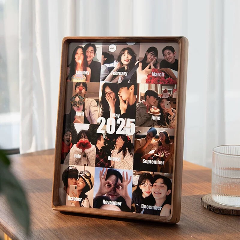 Photo Puzzle Made into Photo Frame DIY High-End Table Solid Wood Framed Couple Anniversary Gift 1 Year Old