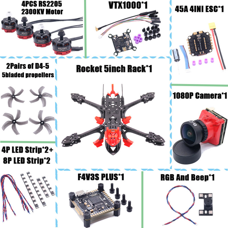 Bobcubic Rocket 5inch Fpv Drone Carbon Fiber Racing Quadcopter F4V3S Plus B