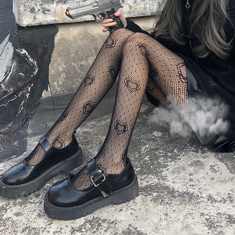 Internet Celebrity Sexy Black Dot Love Pantyhose Pantyhose Women's Base Skinny Beautiful Leg Fishing Net Socks Spring and Autumn Thin