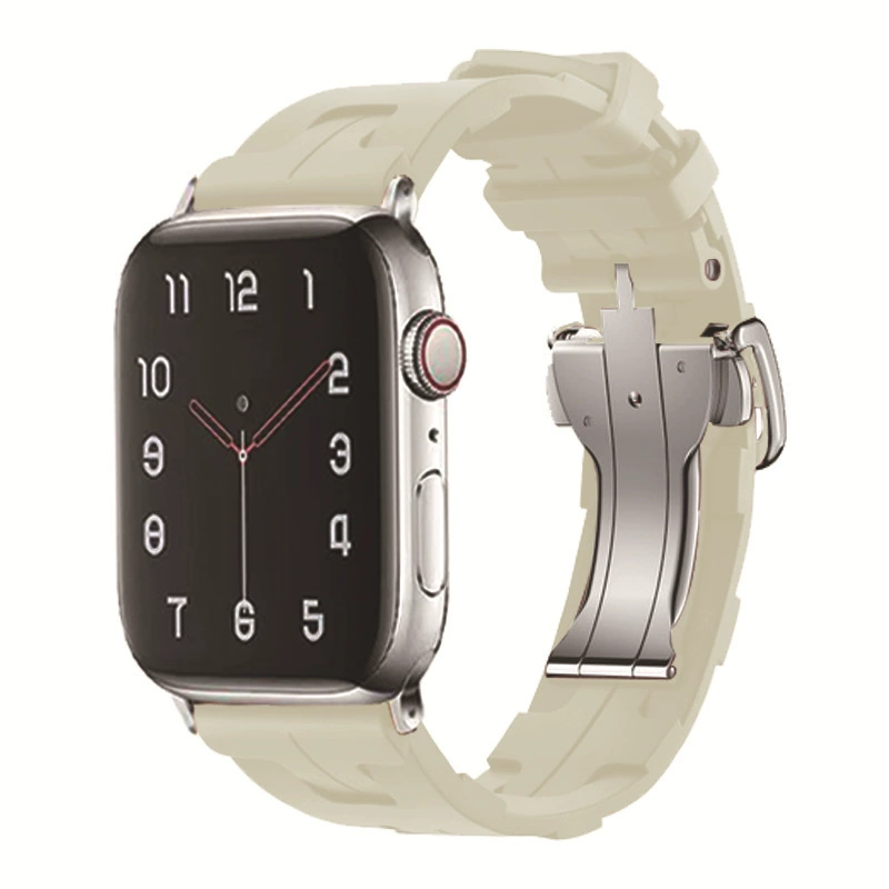 Подходит для Apple Watch 9 / Apple Watch Hermes силиконовый ремешок с складной бабочкой Caps Ultra SE