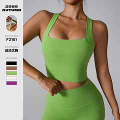 Ins 2024 Cross-Border Sports Bra, Nudist Invisible Shockproof Sports Bra with Back Cross Cup for Yoga