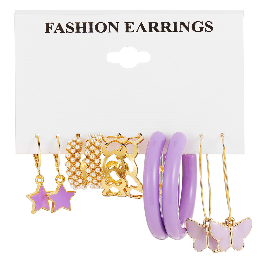 Fashion Star Butterfly Alloy Plating Artificial Pearls Womenu0027S Earrings 1 Set