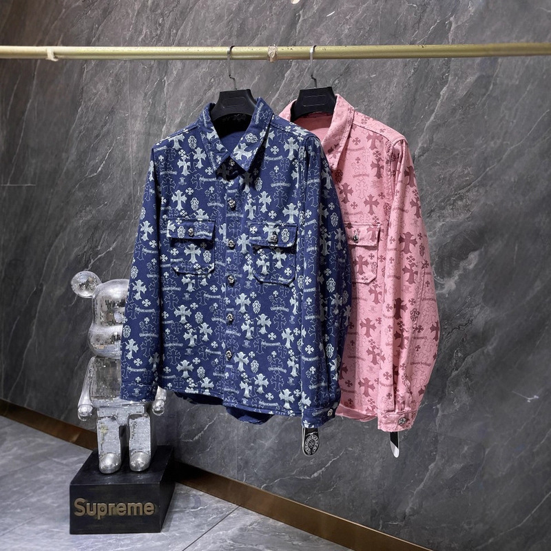 2025Ss Autumn and Winter New Style Crowe Jacquard Letter-Printed Lapel Jacket Denim Unisex Men's and Women's Style