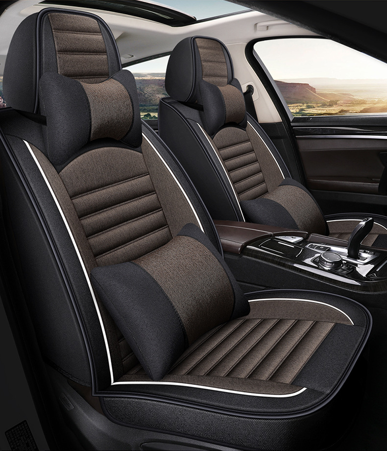23 Years New All-Season Breathable Striped Linen Car Seat Cushion Wholesale Export from Physical Store