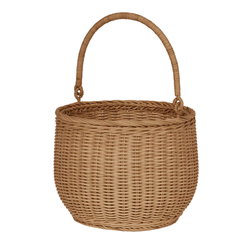 Gran por mayor almacenamiento portátil imitación de caña tejida cesta de picnic al aire libre cestas de frutas flores cestas de mano cestas de flores para niños