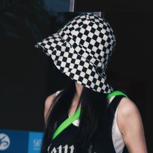 杨幂同款黑白棋盘格子渔夫帽大檐遮阳防晒帽素颜遮脸神器显脸小女