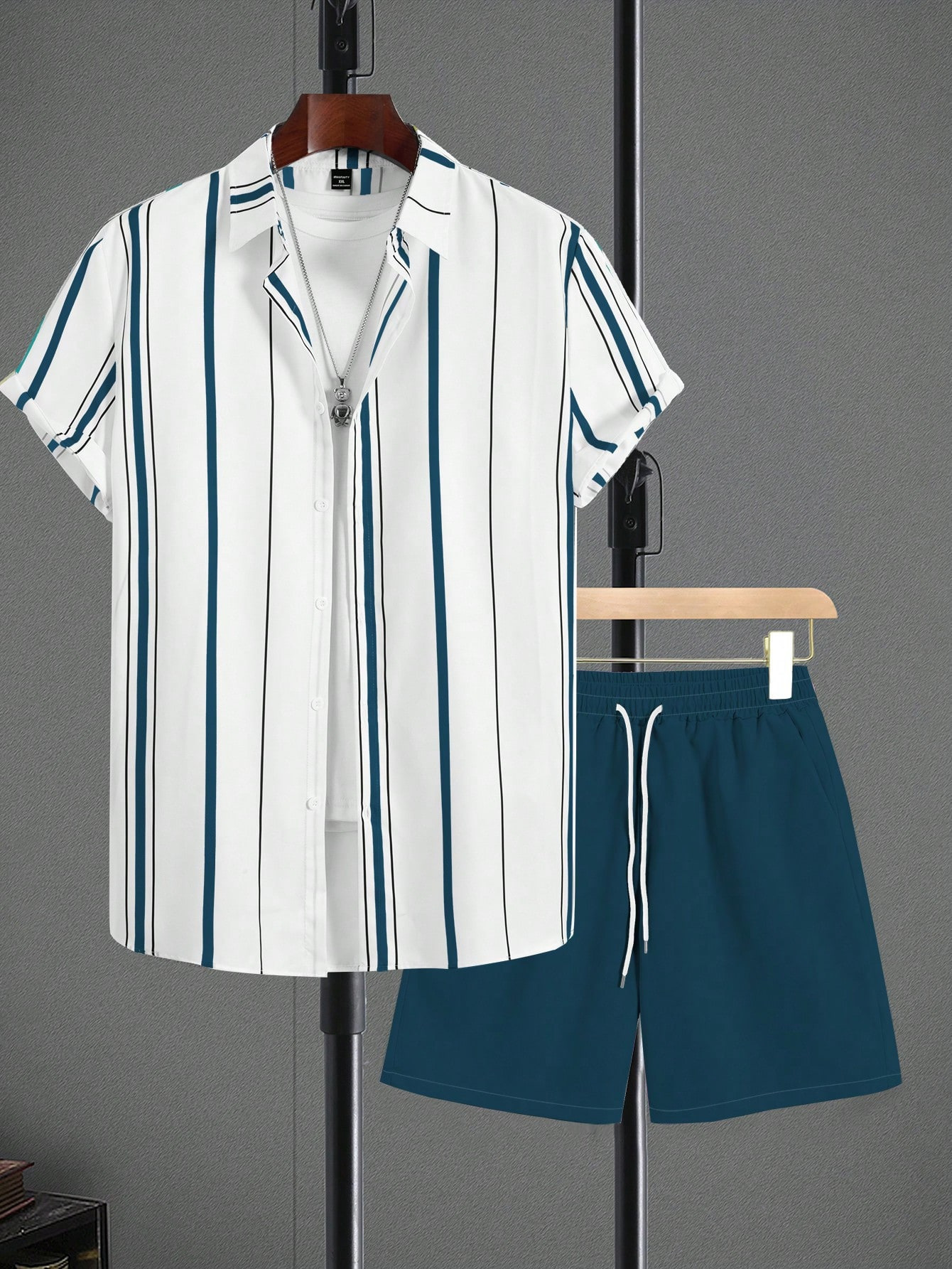 Herren Freizeithemd Und Shorts Set Im Hawaiian Look Sommer Outfit_voghion.com