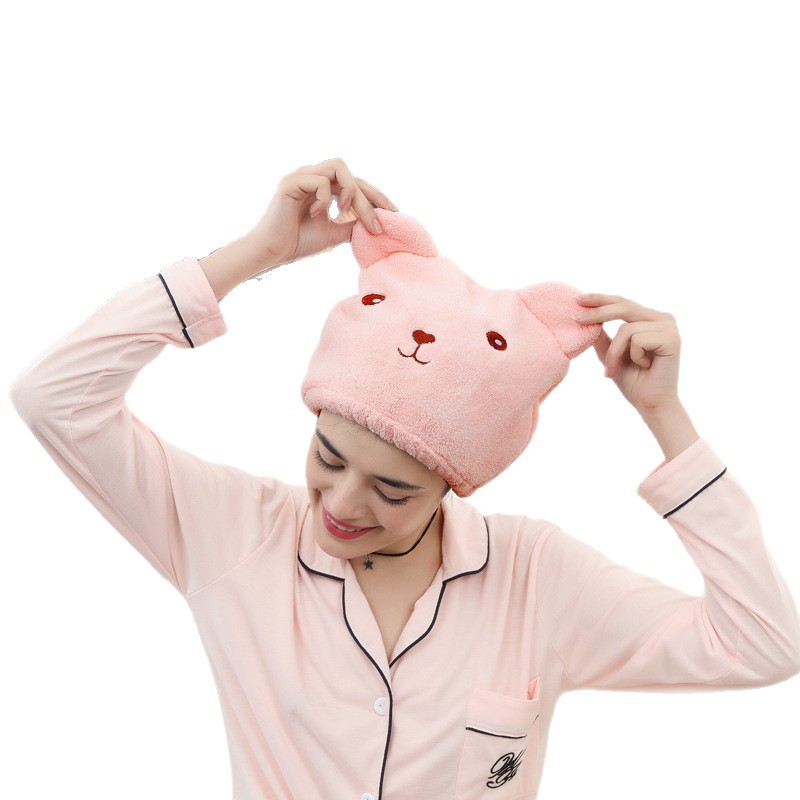 Cartoon Bear Absorbent, Thickened, Quick-Dry For Adults, Head Wrap, Shower Drying Cap, Hair Washing Towel_voghion.com