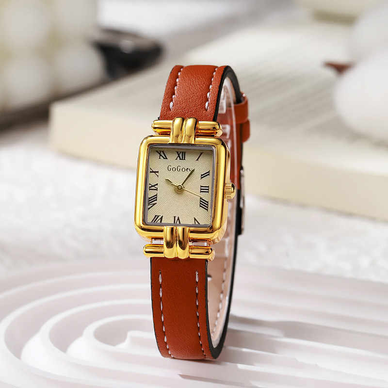 新型のレトロな小さい四角形の女性の腕時計の女性の時計のシンプルなローマのレトロなベルトの高級感の軽い贅沢な生放送の爆発金