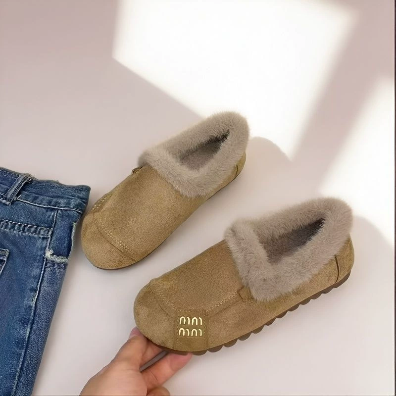 Demi‑season warm slippers, PVC upper, suede‑effect and faux‑fur trim, Korean style, sizes 36–40