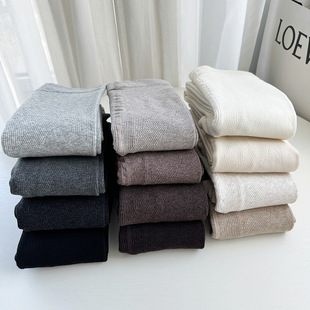 Chen Tai Tong Cotton Pantyhose Women's Baby Velvet Base Socks Thin Vertical Strip Slimming Leg Socks Simple Massage Bottom Socks