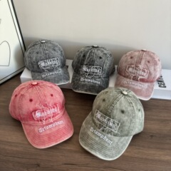 アメリカンレトロなリッピングベースボールキャップ、女性用、春と夏、古いウォッシュ加工、顔が見える、小さな多用途の文字刺繍入りアヒルの舌帽子