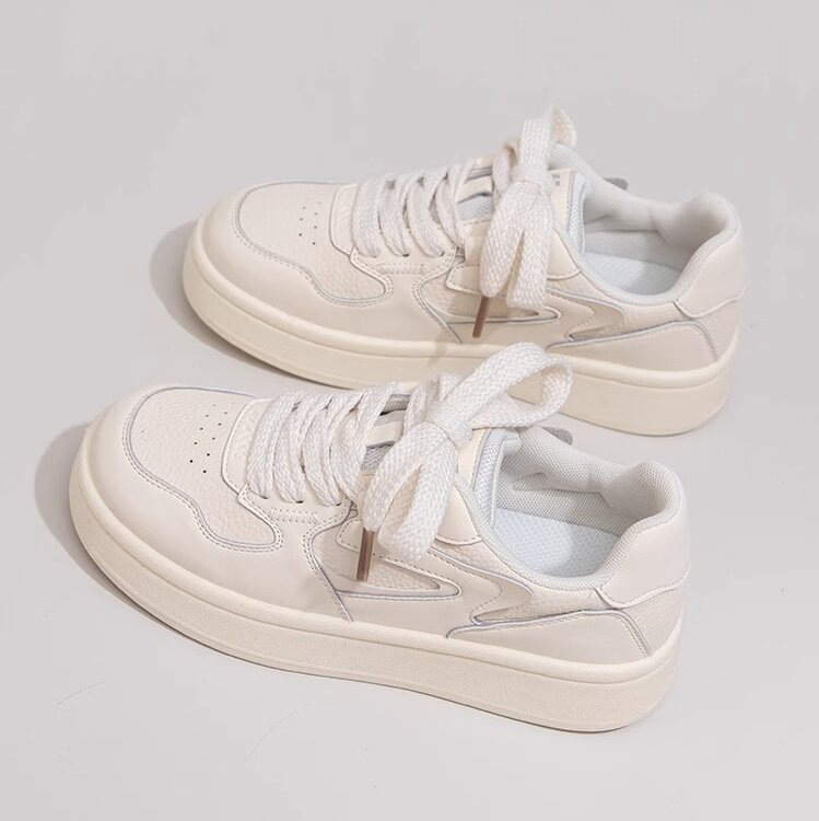 Daily Low-Key Color Matching Sneakers, Trendy and Fashionable Thick-Soled Shoes, New Normcore Style Breathable White Shoes for Women with Velvet