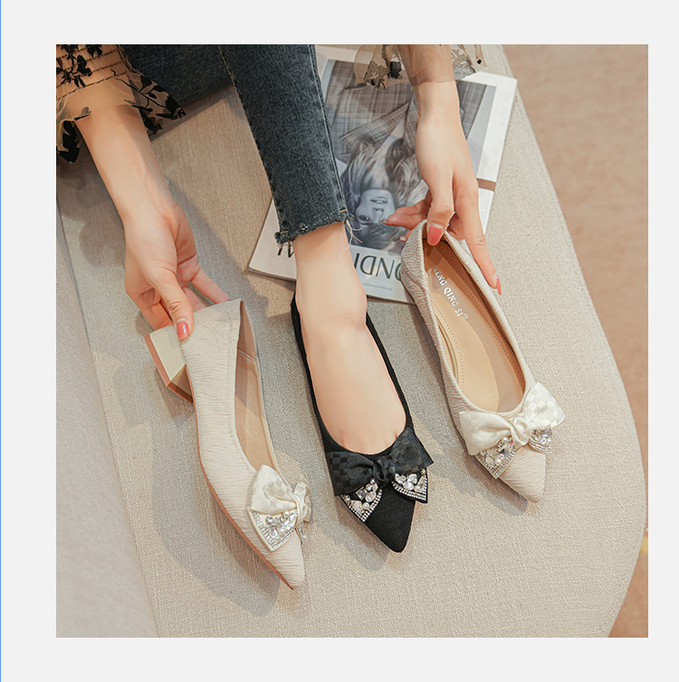 Damslippers med spetsig tå mångsidiga platta pumps_voghion.com